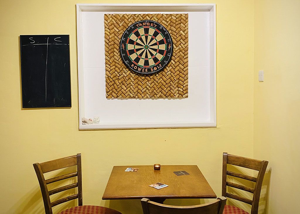 The dart board in the pub side