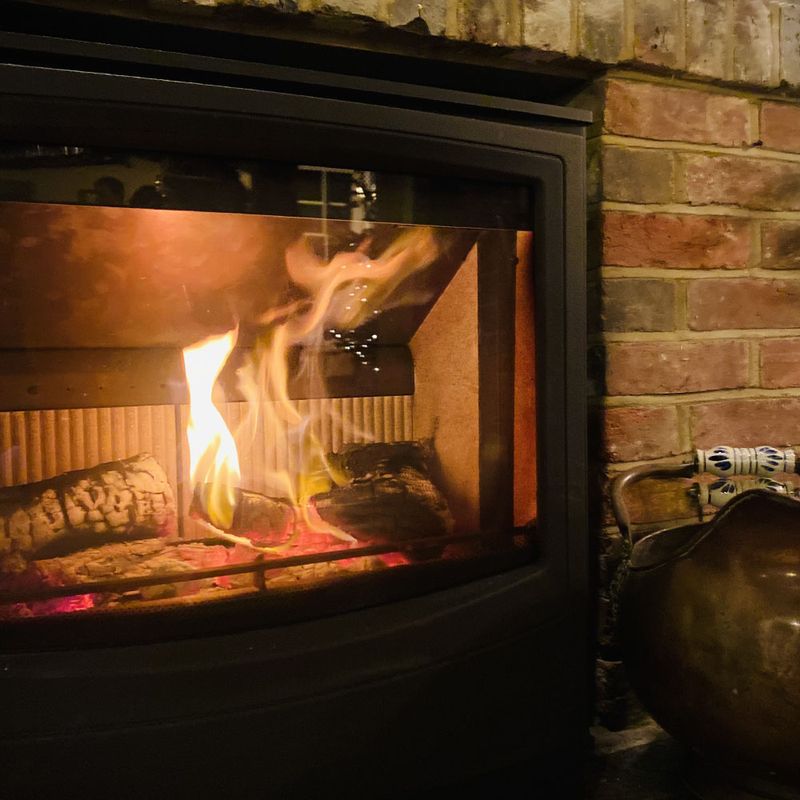 A log burner in the bar