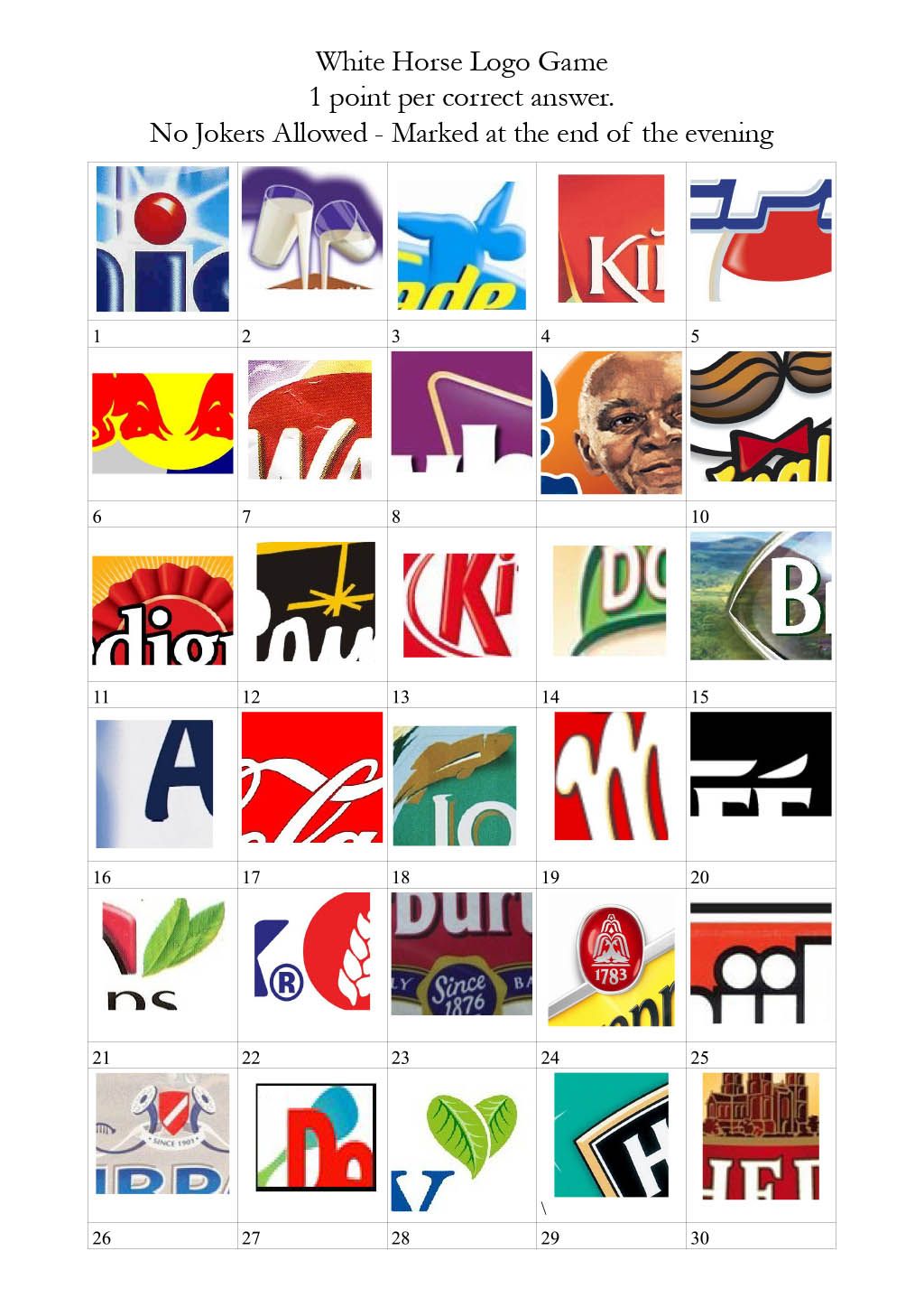 Picture round: 30 cropped brand logos to identify