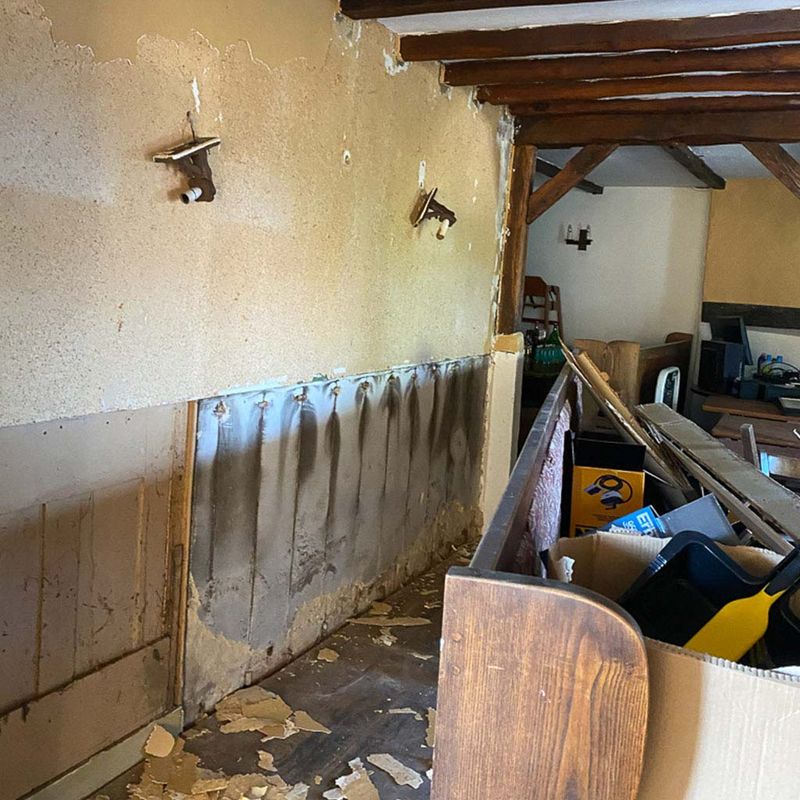 The old bar area stripped out, with rotten floor