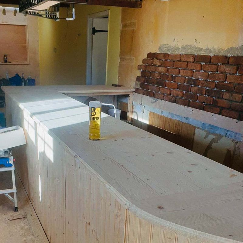 The bar counter taking shape
